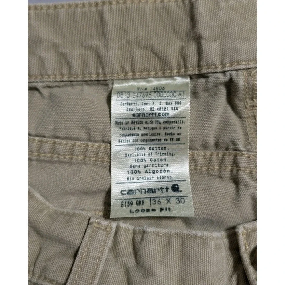 Carhartt B159 DKH Canvas Carpenter Pants Mens 36x30 Brown Work Utility - Read